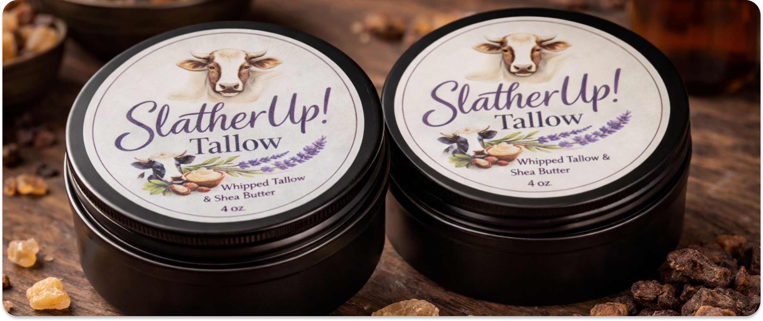 Whipped tallow and shea butter containers